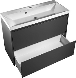 Stella Polare Тумба с раковиной Борнео 100 Люкс графит матовый – фотография-4